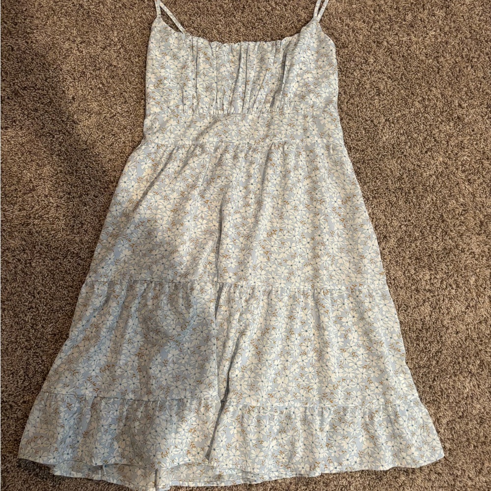 SHEIN Floral Mini Dress - Light Blue and White